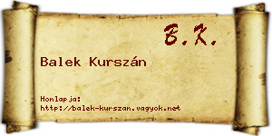 Balek Kurszán névjegykártya